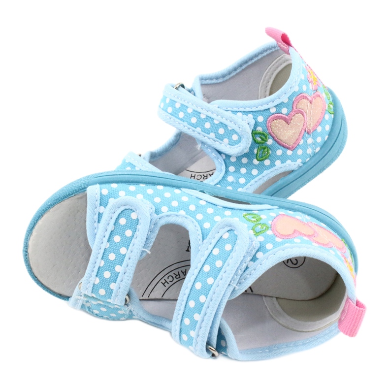American Club Scarpe per bambini pantofole sandali cuori americani TEN20 bianco blu rosa 4