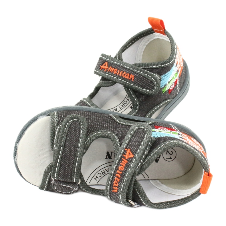 American Club Sandali americani, scarpe per bambini, inserto in pelle TEN46, grigio 4