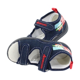 American Club Sandali americani scarpe per bambini soletta in pelle TEN46 rosso blu navy 4