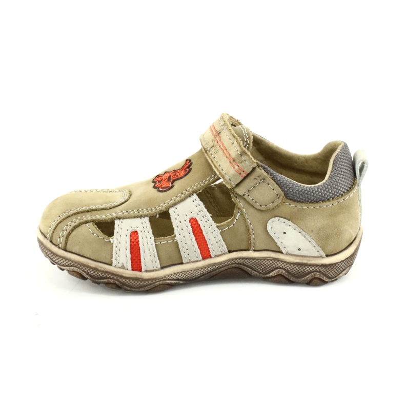 Sandali American Club K080 beige con velcro marrone arancia 1