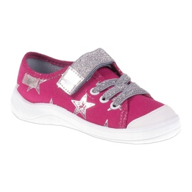 Ciabatte sneakers bambina con stelle Befado 251X096 rosa argento 1