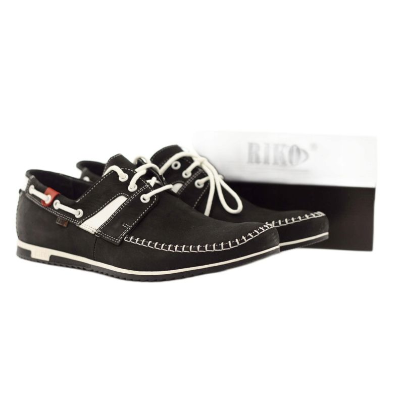 Scarpe sportive da uomo Riko 625 in pelle bianca nero 4