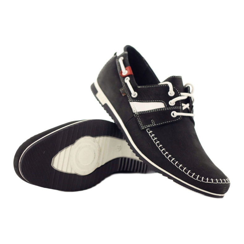 Scarpe sportive da uomo Riko 625 in pelle bianca nero 3