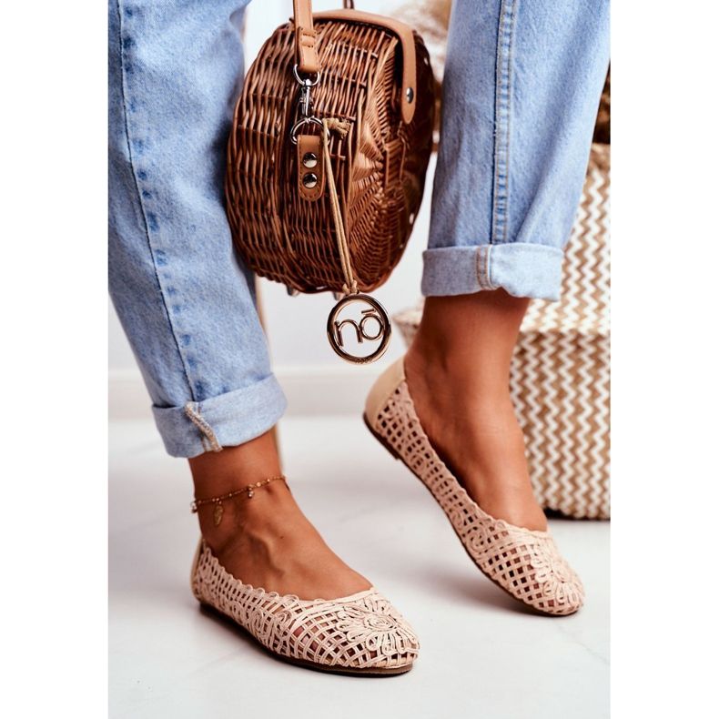 Lu Boo Ballerine Traforate Beige Da Donna Intrecciate Carry 1