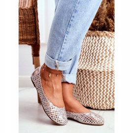 Lu Boo Ballerine da donna argento traforato intrecciato Carry grigio 1