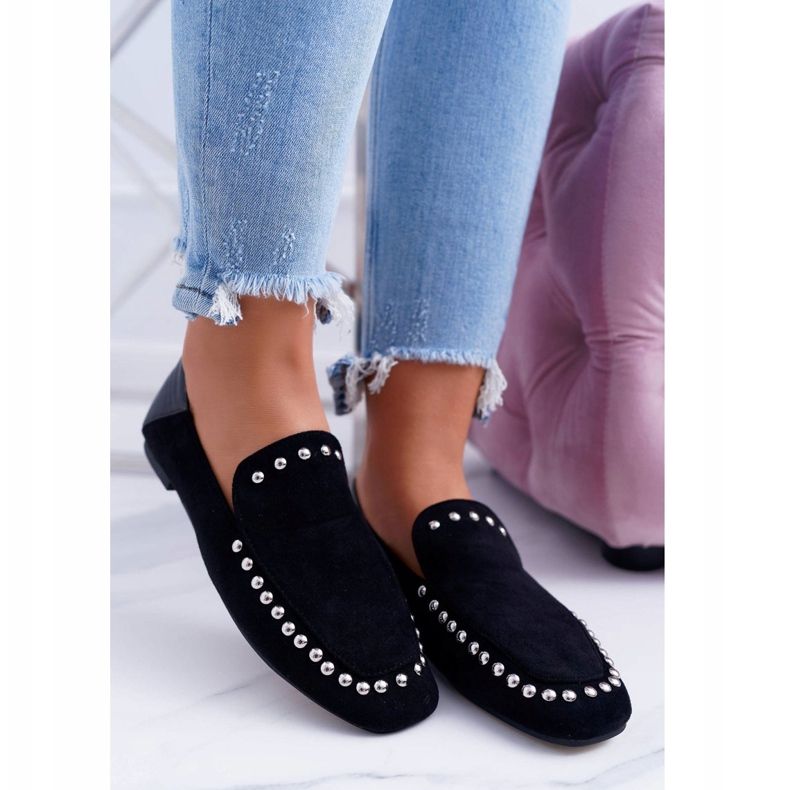 Lu Boo Ballerine nere Lords da donna con strass Planta nero 1