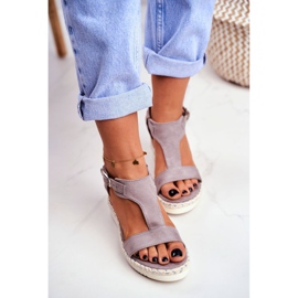 BUGO Sandali Da Donna Con Zeppa Grigio Rosa 1