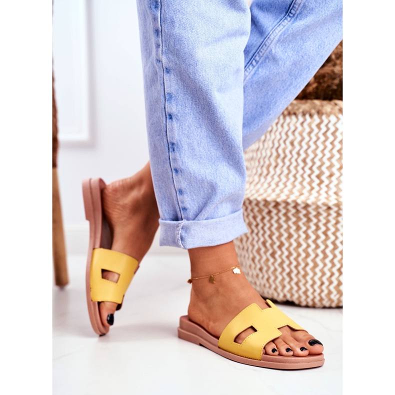 BUGO Pantofole da donna Giallo Geometrico Classico Theodora 2