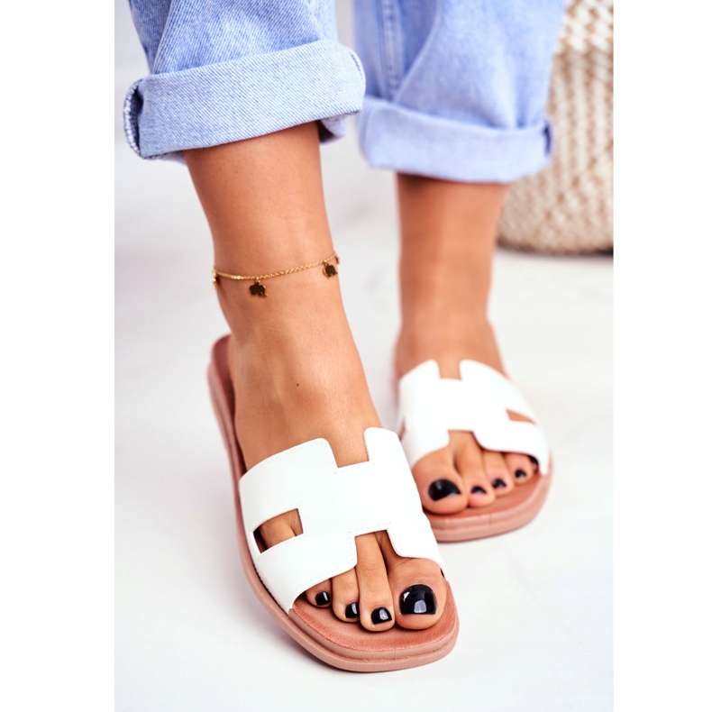 BUGO Pantofole da donna bianche geometriche classiche Theodora bianco 2