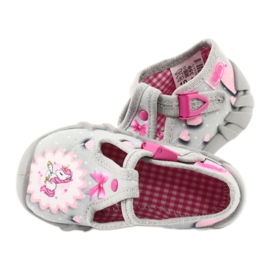 Scarpe per bambini Befado 110P359 bianca rosa grigio 5