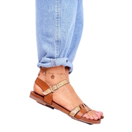 S.Barski Sandali da donna Flat Brown Summer Vibes marrone d'oro 3