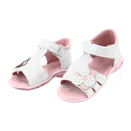Sandali lucidi con velcro Ren But 1406 bianca blu grigio rosa 2