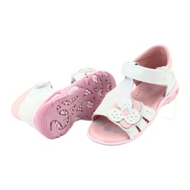 Sandali lucidi con velcro Ren But 1406 bianco blu grigio rosa 3