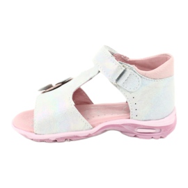 Sandali lucidi con velcro Ren But 1406 bianco blu grigio rosa 1