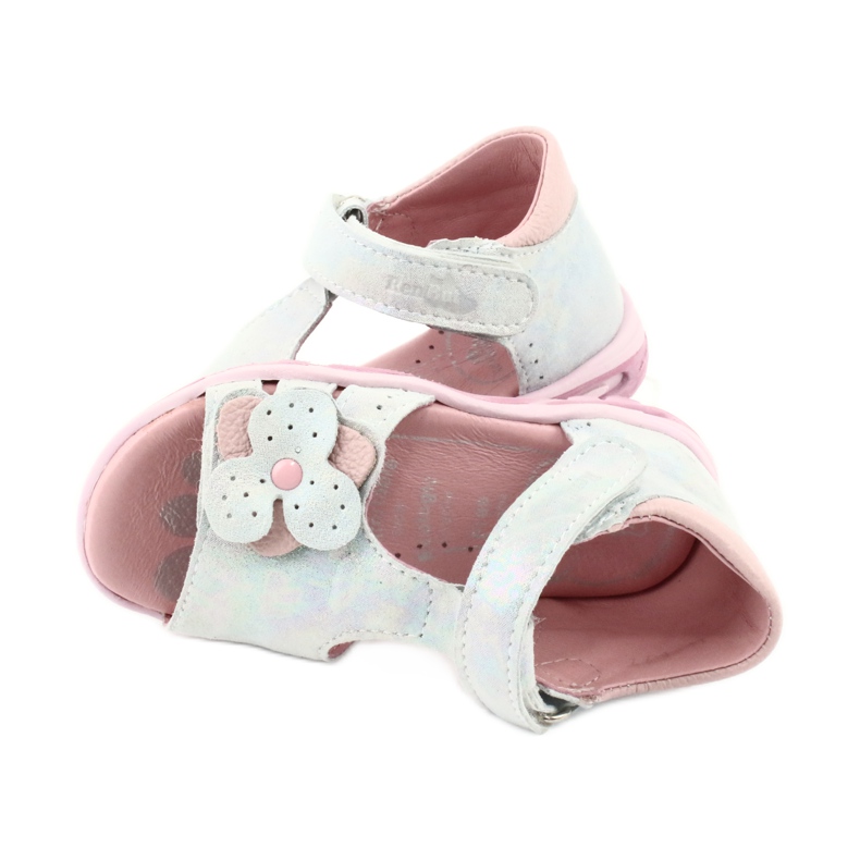 Sandali lucidi con velcro Ren But 1406 bianco blu grigio rosa 4