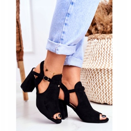 BUGO Sandali con tacco da donna traforati neri Kira nero 2