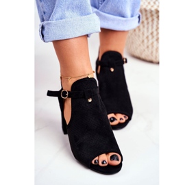 BUGO Sandali con tacco da donna traforati neri Kira nero 1