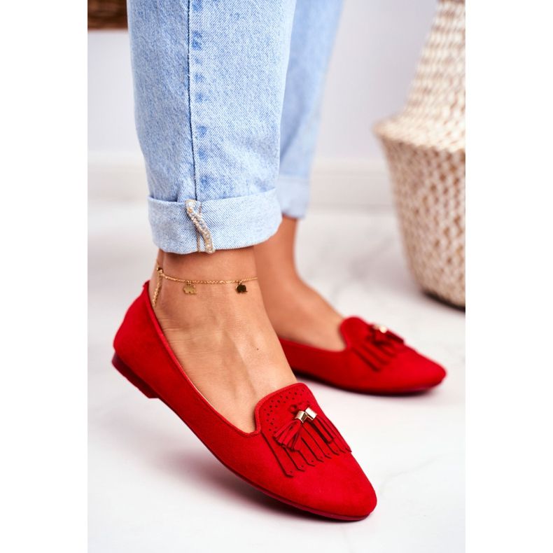 BUGO Mocassini da donna Red Lords Fringes Therese rosso 2