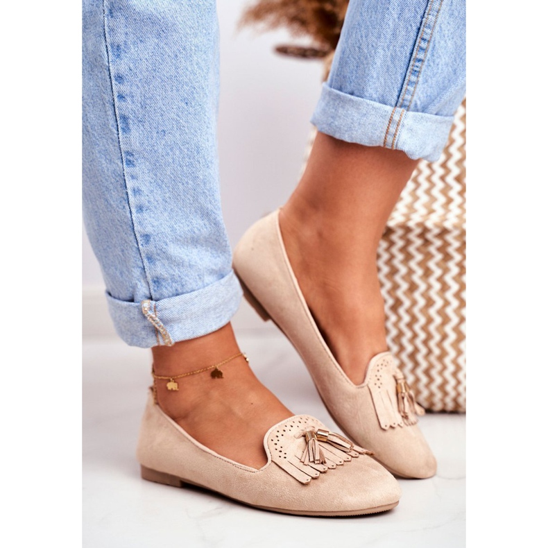 BUGO Mocassini Donna Beige Lords Frange Therese 1