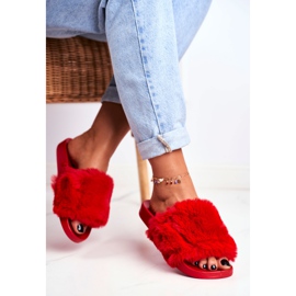 PB2 Pantofole Da Donna Con Pelliccia Rosso Sensibile 2