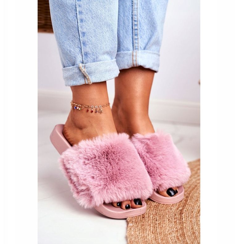 PB2 Pantofole Da Donna Con Pelliccia Rosa Sensibile 2