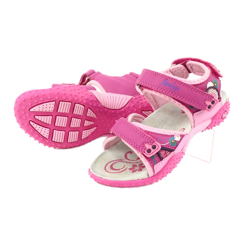 American Club Sandali da bambina con inserto in pelle rosa americano 1232 viola 2