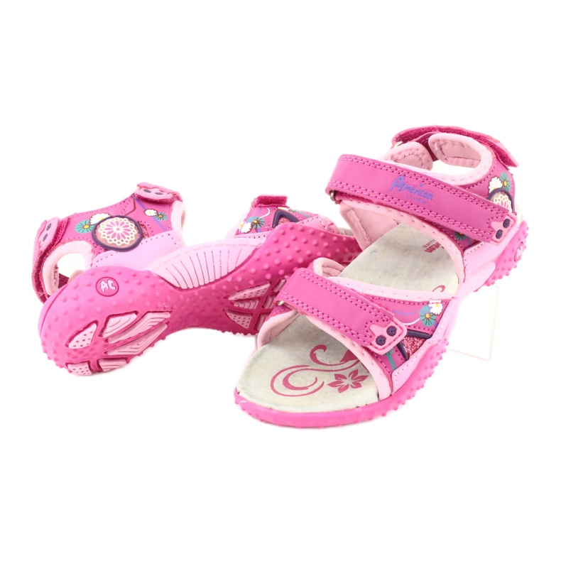 American Club Sandali da bambina con inserto in pelle rosa americano 1232 viola 5