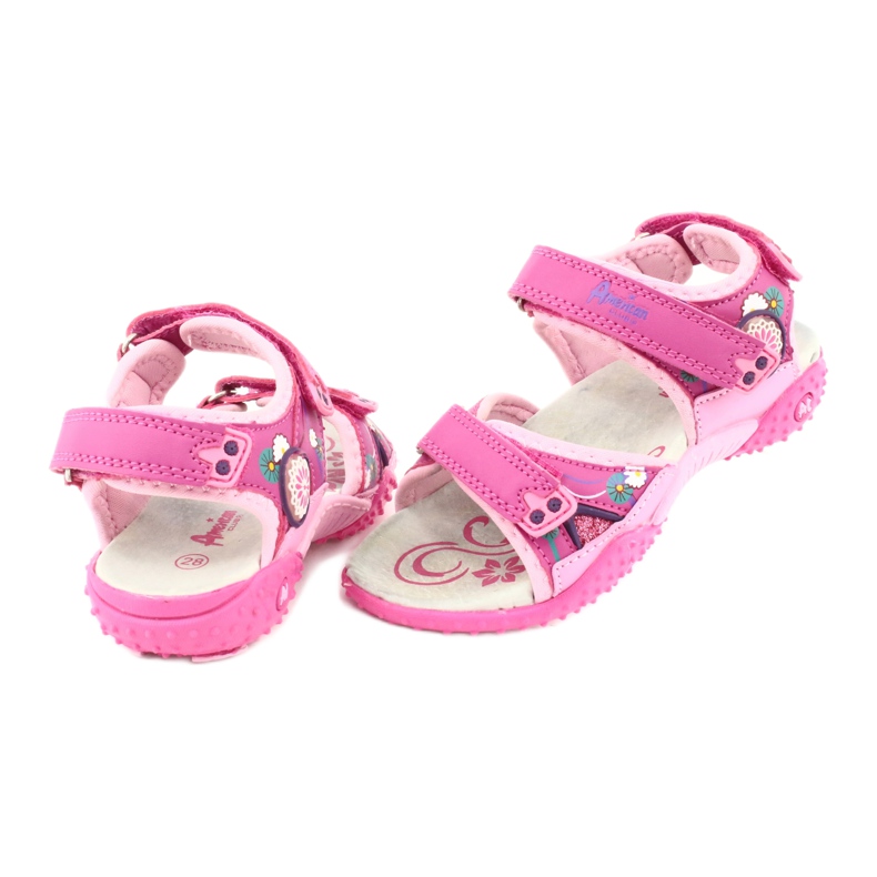 American Club Sandali da bambina con inserto in pelle rosa americano 1232 viola 4