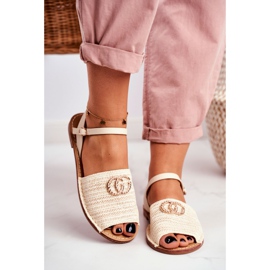 Sandali bassi da donna beige Lu Boo intrecciati Felicia 2