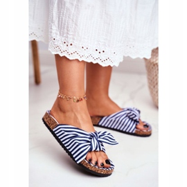 BUGO Ciabatte Donna Con Fiocchi Pin-up Blu Navy Verrone bianco 1