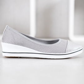 SHELOVET Ballerina grigia su zeppa grigio 2