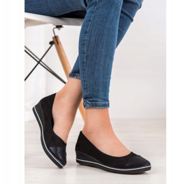 SHELOVET Ballerina nera su zeppa nero 1