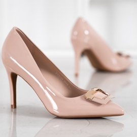 Fama Décolleté con fibbia decorativa marrone 1