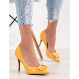 Fama Décolleté con fibbia decorativa giallo 2