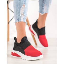 SHELOVET Sneakers sportive slip-on nero rosso 2