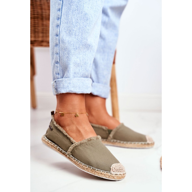 Espadrillas da donna Suola intrecciata Kaki Big Star DD274760 verde 1