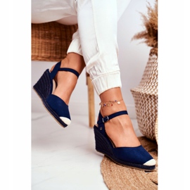 Sandali da donna su una zeppa intrecciata Big Star Navy Blue DD274A172 blu navy 2