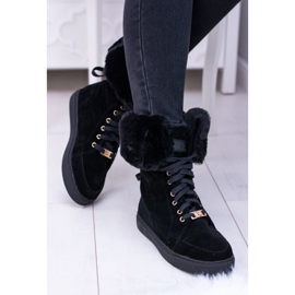 Stivaletto in camoscio nero Lu Boo Timberki con pelliccia 1