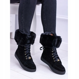 Stivaletto in camoscio nero Lu Boo Timberki con pelliccia 2
