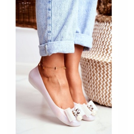 LU BOO Ballerine in gomma Meliski bianche Fiocchi Pearl Millie bianco 1