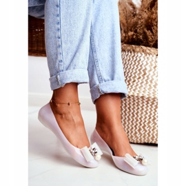 LU BOO Ballerine in gomma Meliski bianche Fiocchi Pearl Millie bianco 2