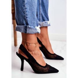 LU BOO Tacchi alti da donna Lolita in rete nero 1