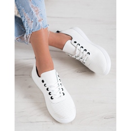 SHELOVET Sneakers Traforate Con Ecopelle bianca 1