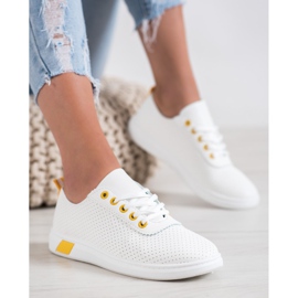 SHELOVET Sneakers Traforate Con Ecopelle bianco 1