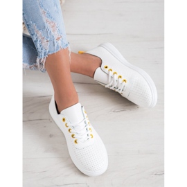 SHELOVET Sneakers Traforate Con Ecopelle bianca 2