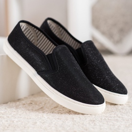 SHELOVET Sneakers Slip-on Con Glitter nero 2