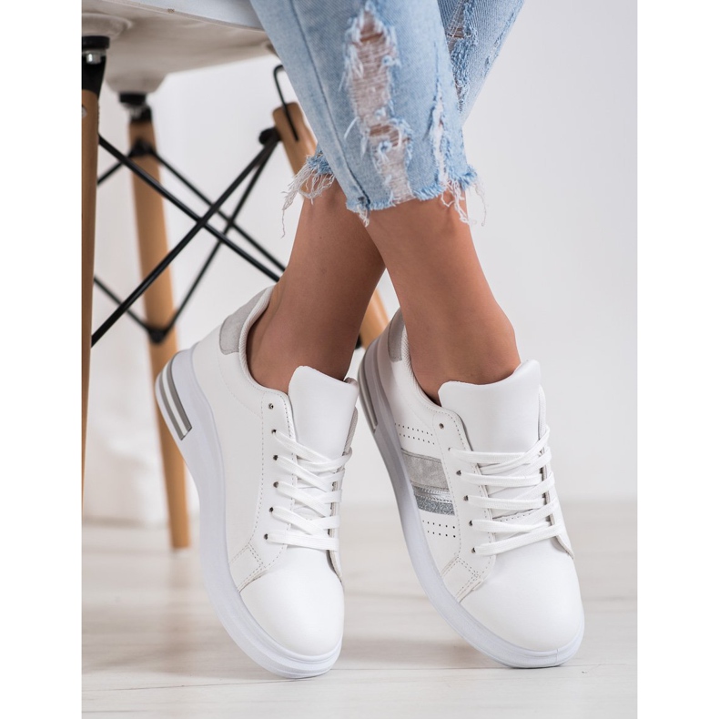 SHELOVET Sneakers Con Inserti In Camoscio bianca 2