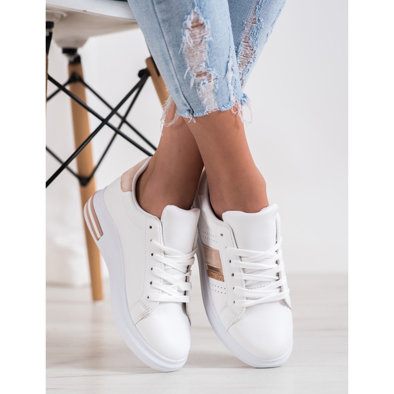 SHELOVET Sneakers Con Inserti In Camoscio bianca 2