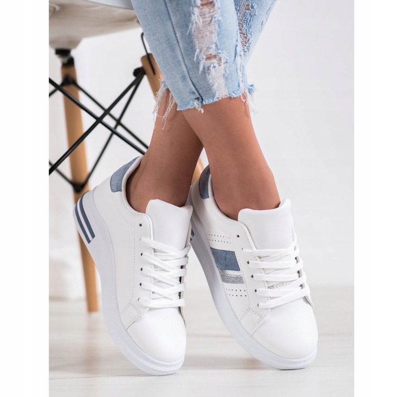 SHELOVET Sneakers Con Inserti In Camoscio bianca 2