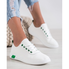 SHELOVET Sneakers Traforate Con Ecopelle bianco 2